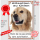 Golden Retriever, Plaque Portail extérieur verticale "Attention au Chien, interdit sans autorisation" pancarte photo retriver
