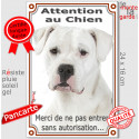 Dogue Argentin, plaque verticale "Attention au Chien, pas sans autorisation" 24 cm VL
