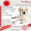 Labrador Sable, plaque humour "distance Niche-Portail 3 secondes" 24 cm 3SEC