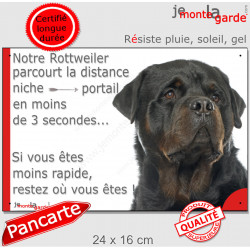 Rottweiler, plaque humour attention au chien extérieure "parcourt Distance Niche - Portail moins 3 secondes, rapide" photo Rott