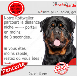 Rottweiler XL, plaque humour extérieure "parcourt Distance Niche-Portail 3 secondes, rapide" photo Rott gros gabarit royal
