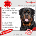 Rottweiler XL, plaque humour extérieure "distance Niche - Portail 3 secondes" 24 cm 3SEC