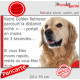 Golden Retriever, Plaque Humour "parcourt distance niche-portail 3 secondes" pancarte, affiche panneau photo