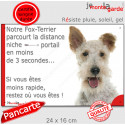 Fox-Terrier poils durs, plaque extérieure humour "distance Niche-Portail 3 secondes" 24 cm 3S