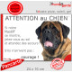 Mastiff, plaque extérieure humour "Attention au Chien, Jetez Vous au Sol, attendez secours, courage" photo pancarte