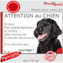 Flat-Coated Retriever, plaque extérieure humour "Attention au Chien, Jetez Vous au Sol" 24 cm JET