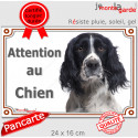 Springer Spaniel noir, plaque extérieure "Attention au Chien" 24 cm LUX
