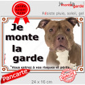 American Bully red nose, plaque extérieure "Je Monte la Garde, risques périls" 24 cm LUX