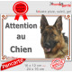 Berger Allemand noir et feu à poils courts Tête, plaque "Attention au Chien" pancarte panneau photo