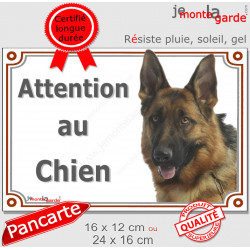 Berger Allemand noir et feu à poils courts Tête, plaque "Attention au Chien" pancarte panneau photo