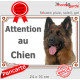 Berger Allemand Poil Long ancien type, Plaque portail extérieur "Attention au Chien" photo Altdeutsche Schäferhund