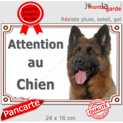 Berger Allemand Poil Long ancien type, Plaque portail extérieur "Attention au Chien" photo Altdeutsche Schäferhund