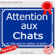 Plaque rigide portail bleu humour "Attention aux Chats", un chat peut en cacher un autre, 16 cm, pancarte pluriel