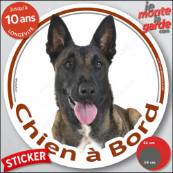 Berger Belge Malinois, sticker autocollant rond "Chien à Bord" Disque adhésif voiture photo