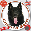 Berger Belge Groenendael, sticker voiture rond "Chien à Bord" 2 tailles D
