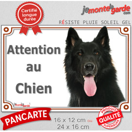Berger Belge Groenendael, plaque portail "Attention au Chien" photo, résiste pluie soleil gel, idée cadeau