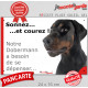 Pancarte portail Attention au Chien humour "Sonnez et courez, notre Dobermann a besoin de se dépenser" panneau photo drôle plaqu