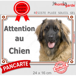 Leonberg, plaque portail extérieure "Attention au Chien" 24 cm LUX