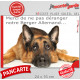 Plaque portail humour "Attention au Chien, Merci de ne pas déranger notre Berger Allemand poil court". Photo pancarte drôle