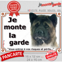 Akita Américain, plaque extérieure "Je Monte la Garde, risques périls" 2 tailles LUX D