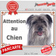 Labrit gris Tête, plaque portail "Attention au Chien" pancarte panneau berger des Pyrénées bleu photo arlequin