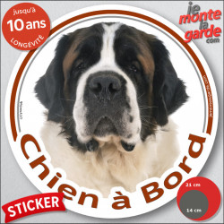 Saint-Bernard, sticker rond voiture "Chien à Bord" 2 tailles D