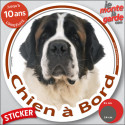 Saint-Bernard, sticker rond voiture "Chien à Bord" 2 tailles D