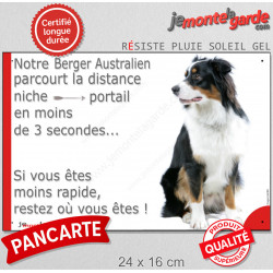 Berger Australien Tricolore Noir Assis, Plaque Portail "distance niche-portail 3 secondes" pancarte humour photo drôle panneau