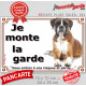 Boxer Fauve couché, Plaque Portail "Je monte la garde, Risques Périls" panneau pancarte affiche photo attention au chien
