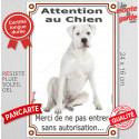 Dogue Argentin, plaque portail verticale "Attention au Chien, pas sans autorisation" 24 cm VL