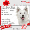 Berger Blanc Suisse, plaque humour "distance Niche - Portail 3 secondes" 24 cm 3SEC