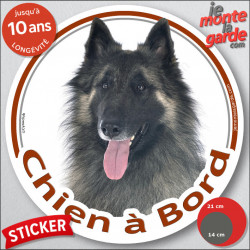 berger Belge Tervuren, sticker rond voiture "Chien à Bord" 2 tailles D