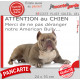 Plaque portail humour "Attention au Chien, Merci de ne pas déranger notre American Bully red nose" Panneau marrant pancarte drôl