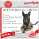 Berger Belge Malinois, plaque portail humour "Attention au Chien, Jetez Vous au Sol, attendez secours, courage" photo pancarte