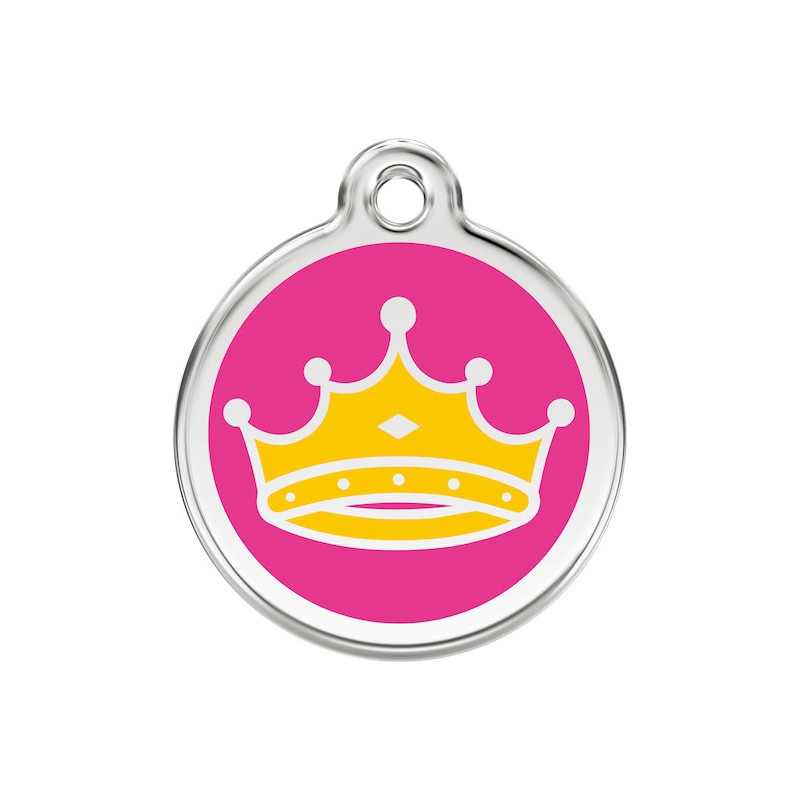Médailles Identité Couronne Rose Fuschia chien ou chat Médailles Identité Couronne Rose Fuschia chien ou chat