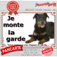 Beauceron Noir et Feu Couché, Plaque Portail extérieure "Je Monte la Garde, risques et périls" photo berger beauce attention Chi