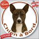 Basenji bringé, disque autocollant voiture "Chien à Bord" Rond photo vitre adhésif Bassenji bringue rayé