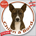 Basenji bringé, disque voiture autocollant "Chien à Bord" 14 cm