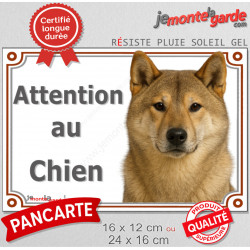 Shiba Inu sésame rouge, plaque portail extérieur "Attention au Chien" 2 tailles LUX D