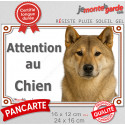 Shiba Inu sésame rouge, plaque portail extérieur "Attention au Chien" 2 tailles LUX D