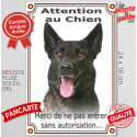 Berger Hollandais, plaque verticale "Attention au Chien, pas sans autorisation" 24 cm VL