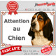 Basset Hound tricolore, plaque portail "Attention au Chien" pancarte panneau photo Basset Hund 3 couleurs