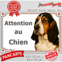 Basset Hound tricolore, plaque portail extérieure "Attention au Chien" 2 tailles LUX D