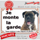 Boxer Bringé Tête, Plaque portail "Je Monte la Garde, risques périls" panneau photo pancarte attention au chien photo