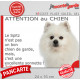 Plaque portail "Attention au Chien, notre Spitz Loulou tout blanc est une excellente sonnette" pancarte humour panneau