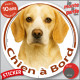Beagle lemon jaune citron et blanc, sticker autocollant voiture rond "Chien à Bord" disque photo rond adhésif résistant