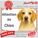 Beagle lemon, jaune citron et blanc, Panneau portail extérieur "Attention au Chien" plaque affiche pancarte photo race