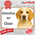 Beagle lemon, plaque portail extérieure "Attention au Chien" 2 tailles LUX D