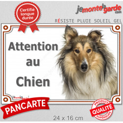 Colley fauve, plaque portail "Attention au Chien" pancarte panneau photo, Berger d'Ecosse marron Lassie