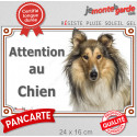Colley fauve, plaque portail extérieure "Attention au Chien" photo 24 cm LUX